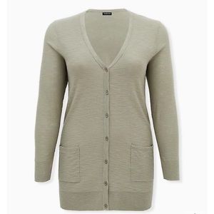 Torrid 3 sage green slub boyfriend button front cardigan NWOT